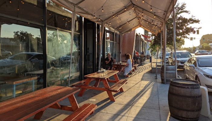 Outdoor seating at long beach restaurant